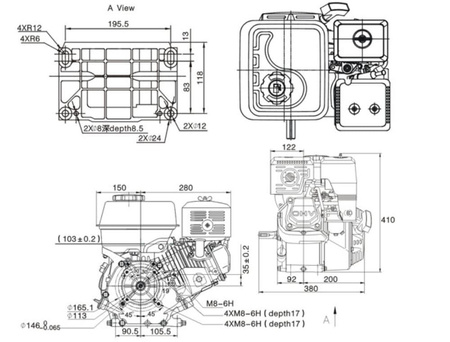 Silnik spalinowy LONCIN G270F -C, 9KM, wał 25,4mm